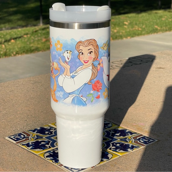 Custom 40 oz Tumbler Disney Beauty and the Beast Belle Brand new double… - Picture 5 of 10